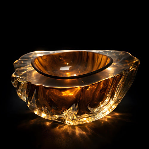 1950s Murano Glass Bowl Clear Gold Seguso Italy Vintage Handblown Decorative Art Piece - The Relic Detail