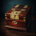 19thC Korean Mirror Chest, Joseon Vanity Box, Zelkova Wood, Butterfly Brass - The Relic Detail