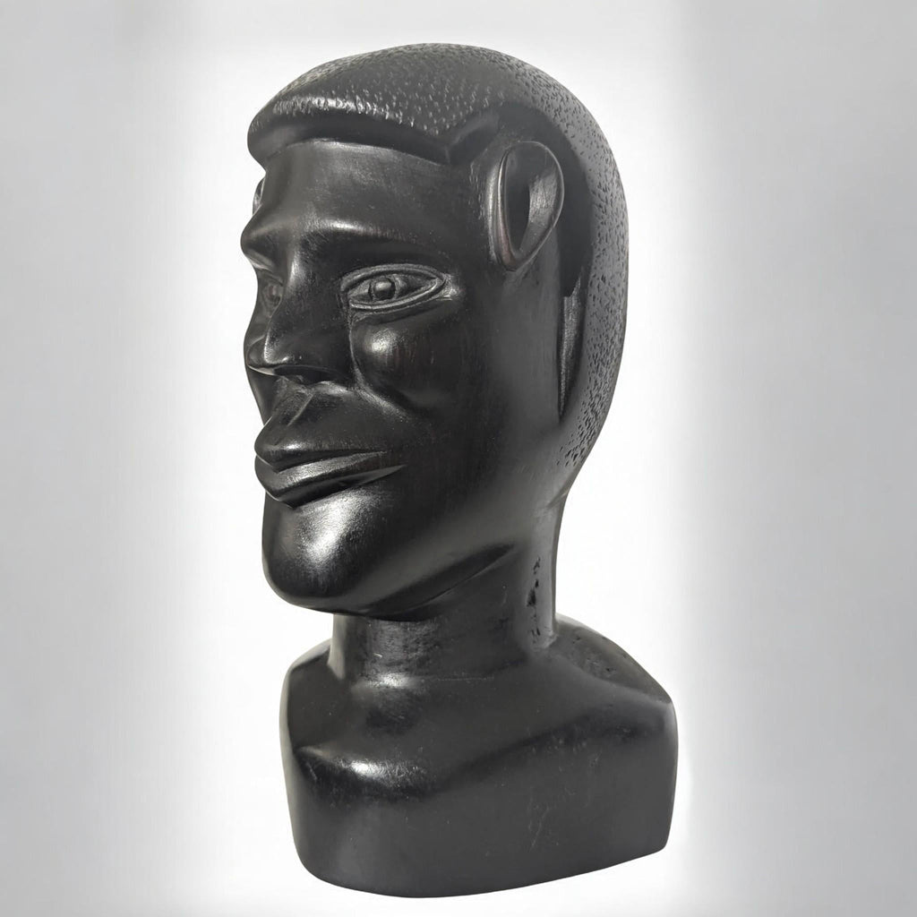 Antique African Hand-Carved Ebony Wood Sculpture with Alien Ears - The Relic Detail