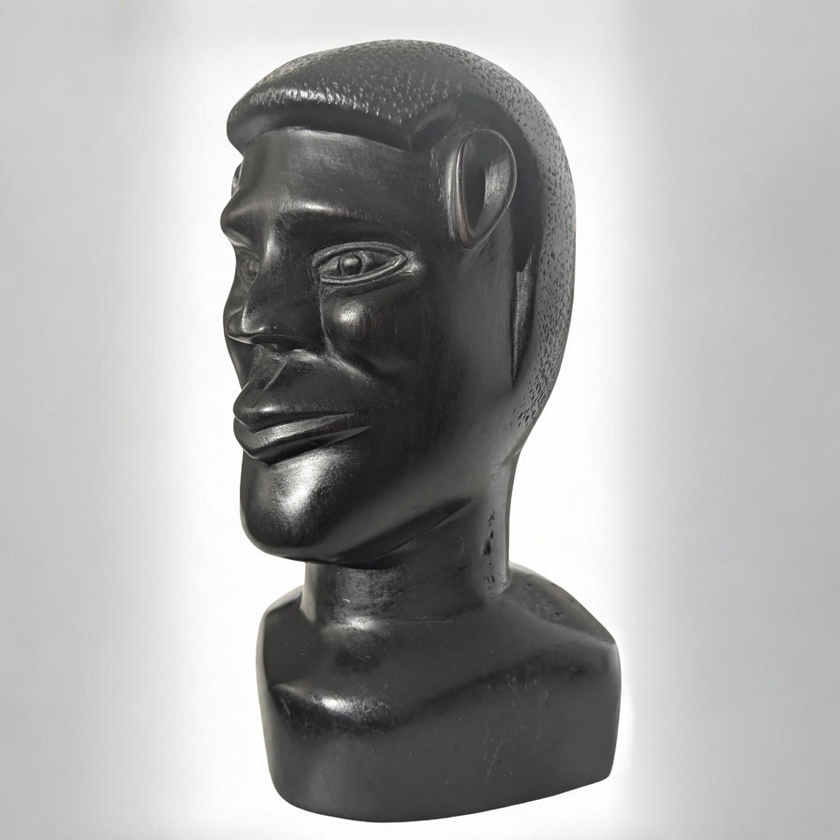 Antique African Hand-Carved Ebony Wood Sculpture with Alien Ears - The Relic Detail
