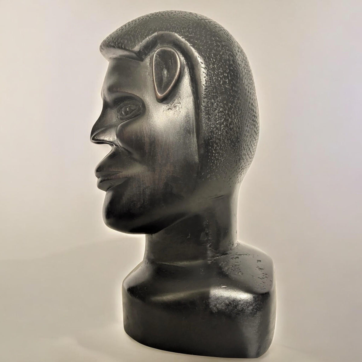 Antique African Hand-Carved Ebony Wood Sculpture with Alien Ears - The Relic Detail