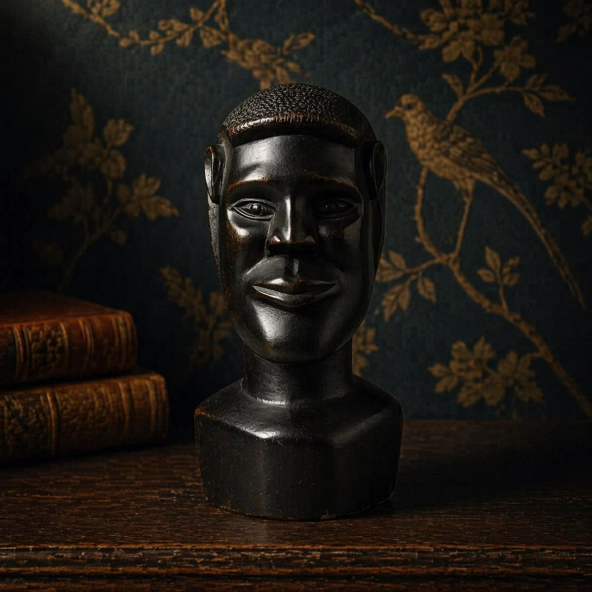 Antique African Hand-Carved Ebony Wood Sculpture with Alien Ears - The Relic Detail