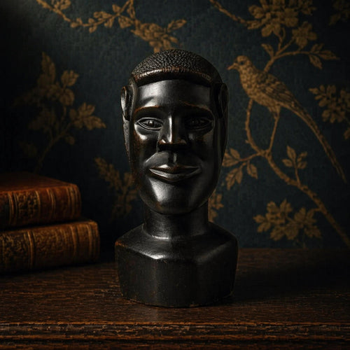 Antique African Hand-Carved Ebony Wood Sculpture with Alien Ears - The Relic Detail