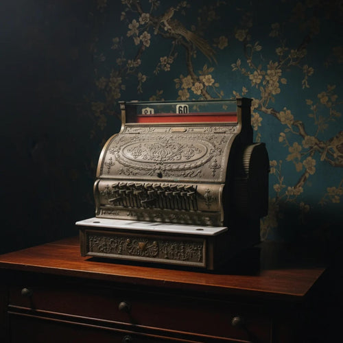 Antique Brass Cash Register, National NCR Till, Victorian Money Box, Vintage Dark Academia Decor - The Relic Detail