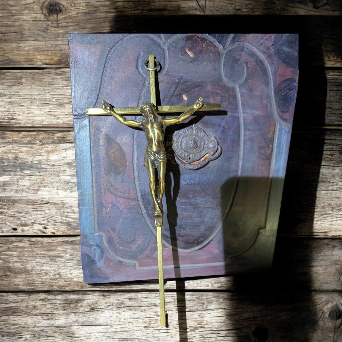Antique Brass Crucifix Jesus Cross Wall Hanging (12 inches) – Dark Academia Religious Decor - The Relic Detail