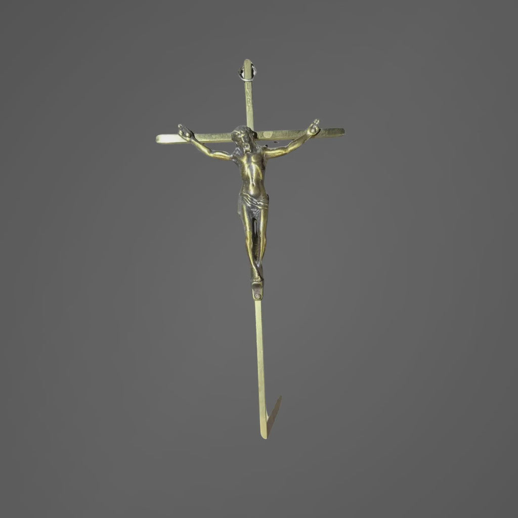 Antique Brass Crucifix Jesus Cross Wall Hanging (12 inches) – Dark Academia Religious Decor - The Relic Detail