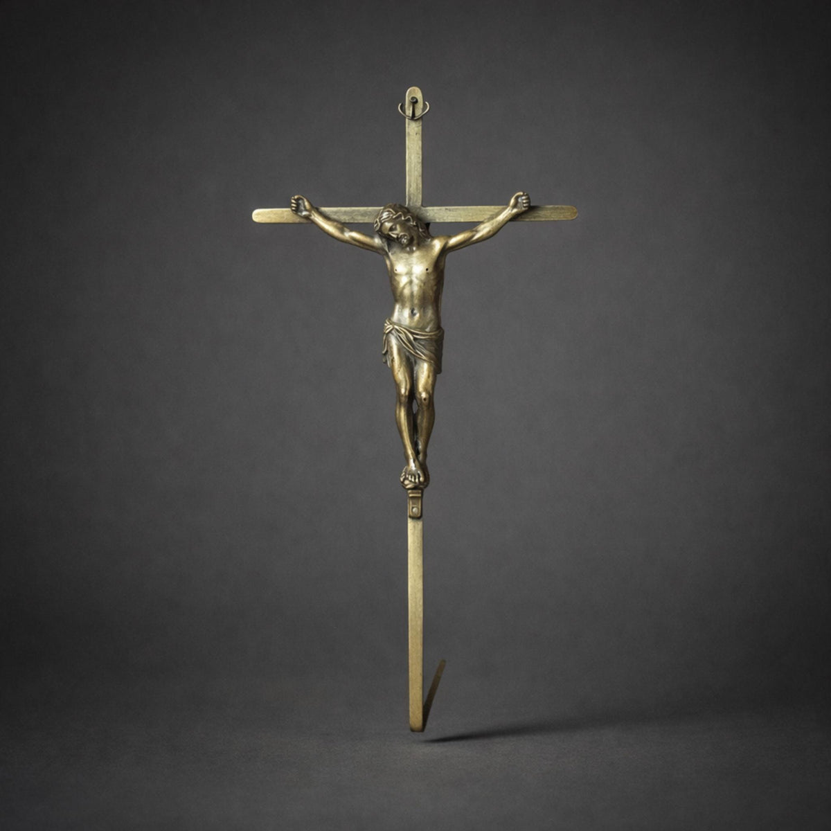 Antique Brass Crucifix Jesus Cross Wall Hanging (12 inches) – Dark Academia Religious Decor - The Relic Detail