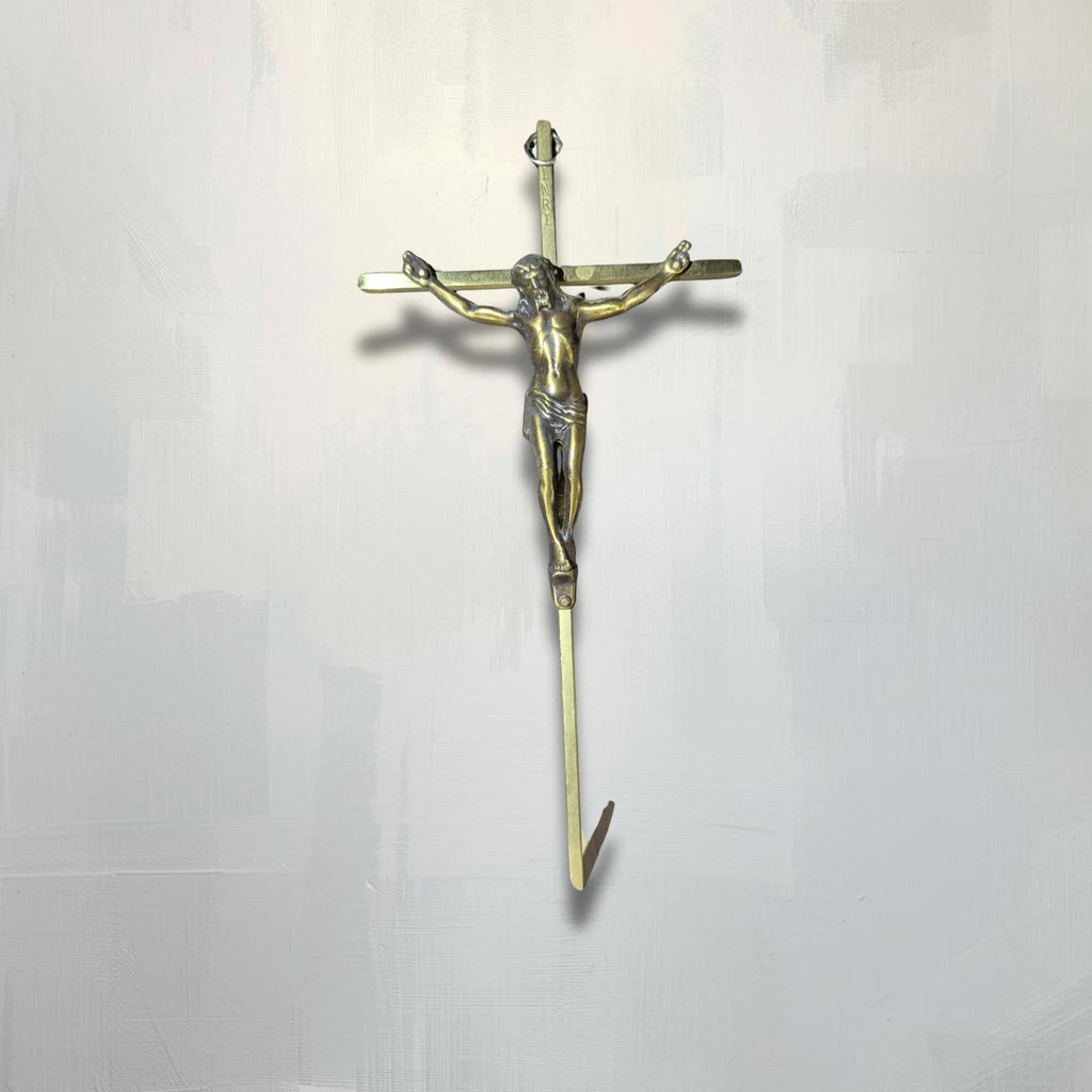 Antique Brass Crucifix Jesus Cross Wall Hanging (12 inches) – Dark Academia Religious Decor - The Relic Detail