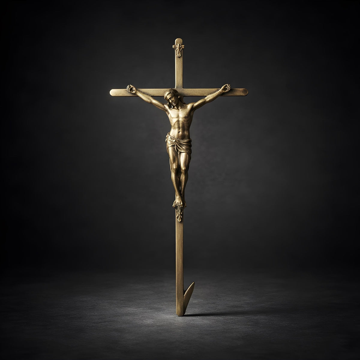 Antique Brass Crucifix Jesus Cross Wall Hanging (12 inches) – Dark Academia Religious Decor - The Relic Detail
