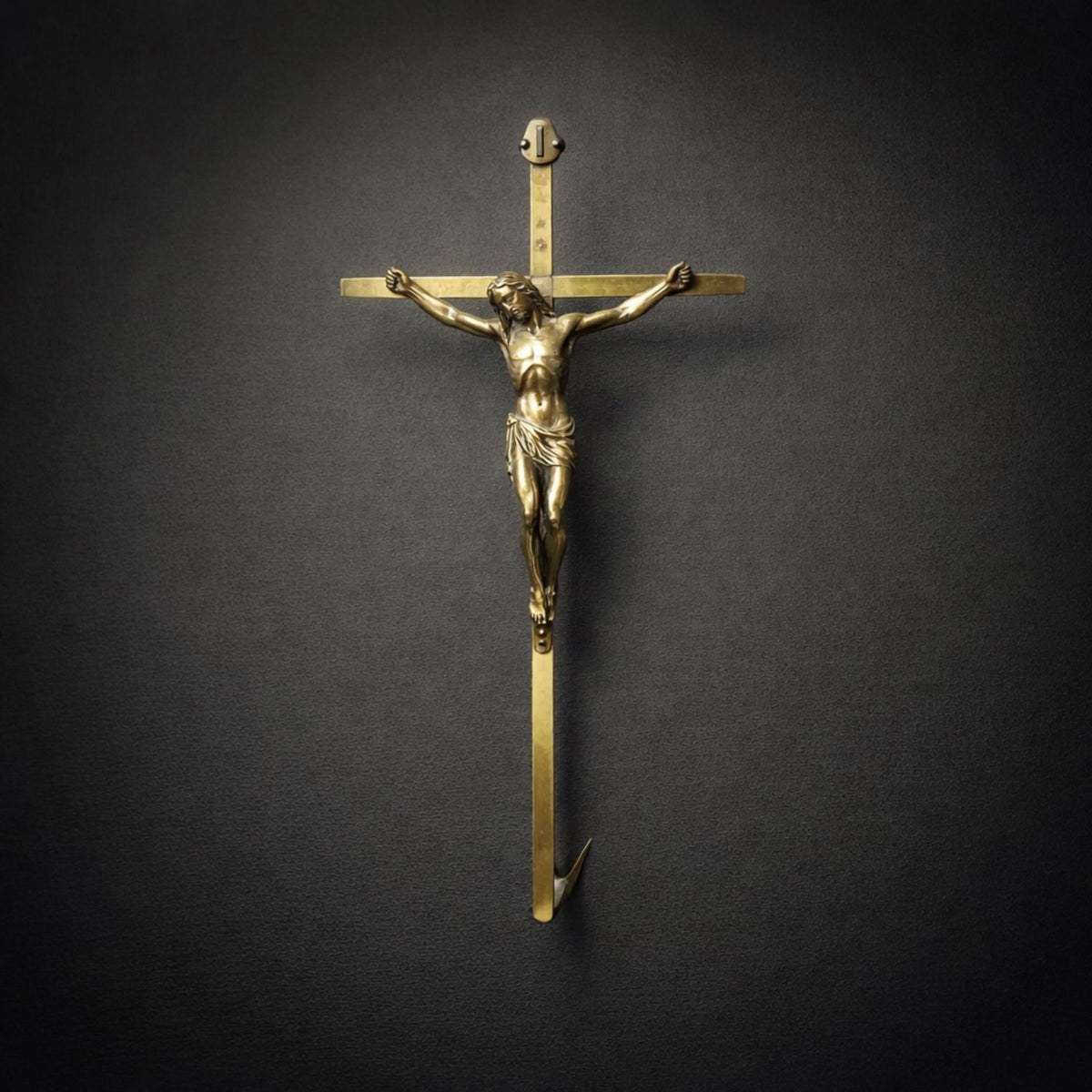Antique Brass Crucifix Jesus Cross Wall Hanging (12 inches) – Dark Academia Religious Decor - The Relic Detail