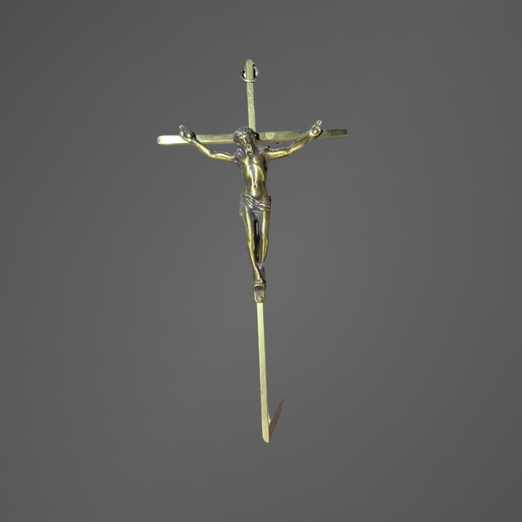 Antique Brass Crucifix Jesus Cross Wall Hanging (12 inches) – Dark Academia Religious Decor - The Relic Detail