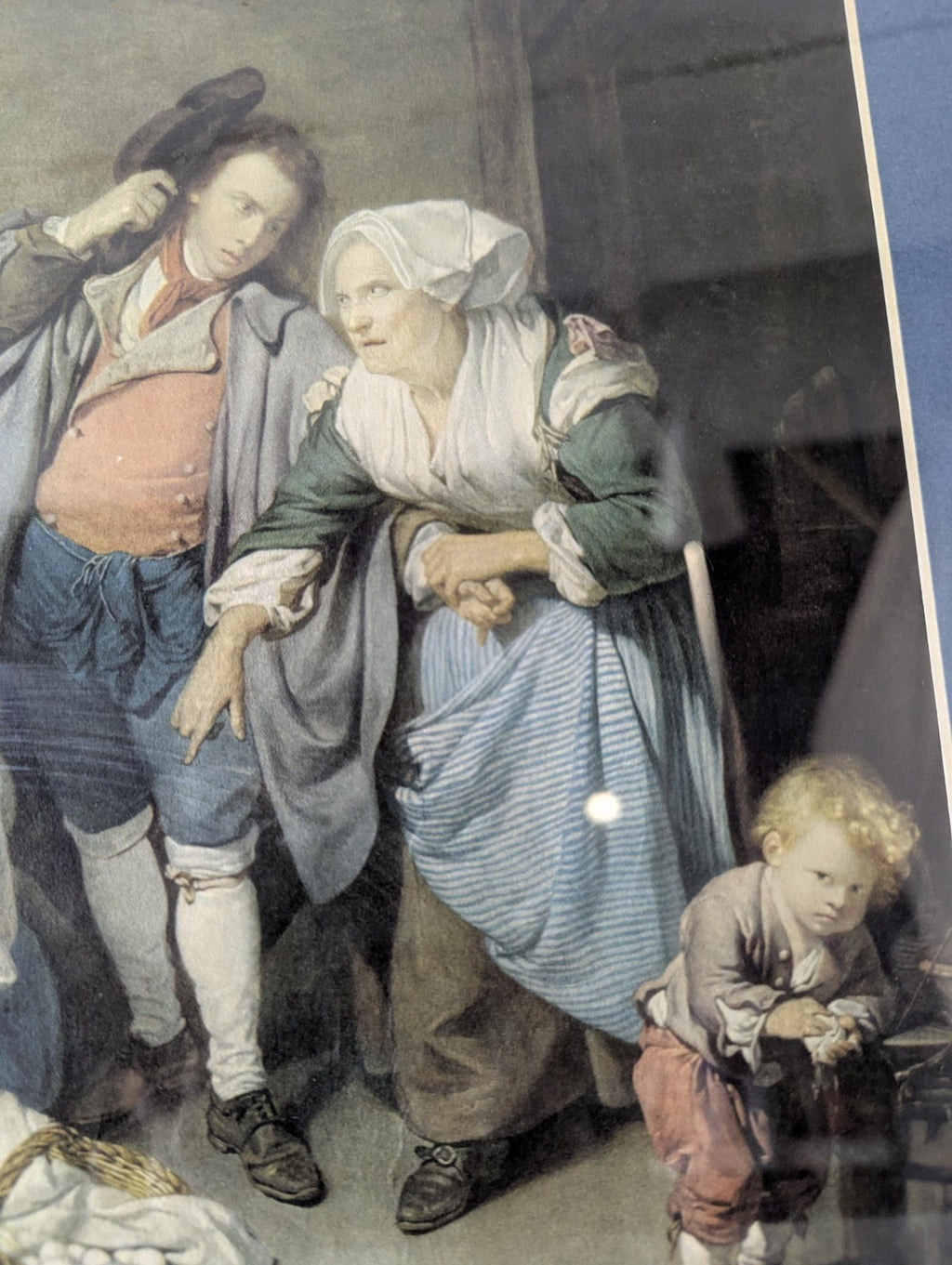 Antique "Broken Eggs" Painting by Greuze | Gilt Framed Classical Lithograph Wall Art - The Relic Detail