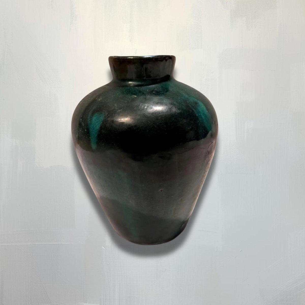 Antique Chinese Earthenware Vase Green Glazed Pottery 1920s Asian Decor Vessel Collectible Art Piece - The Relic Detail