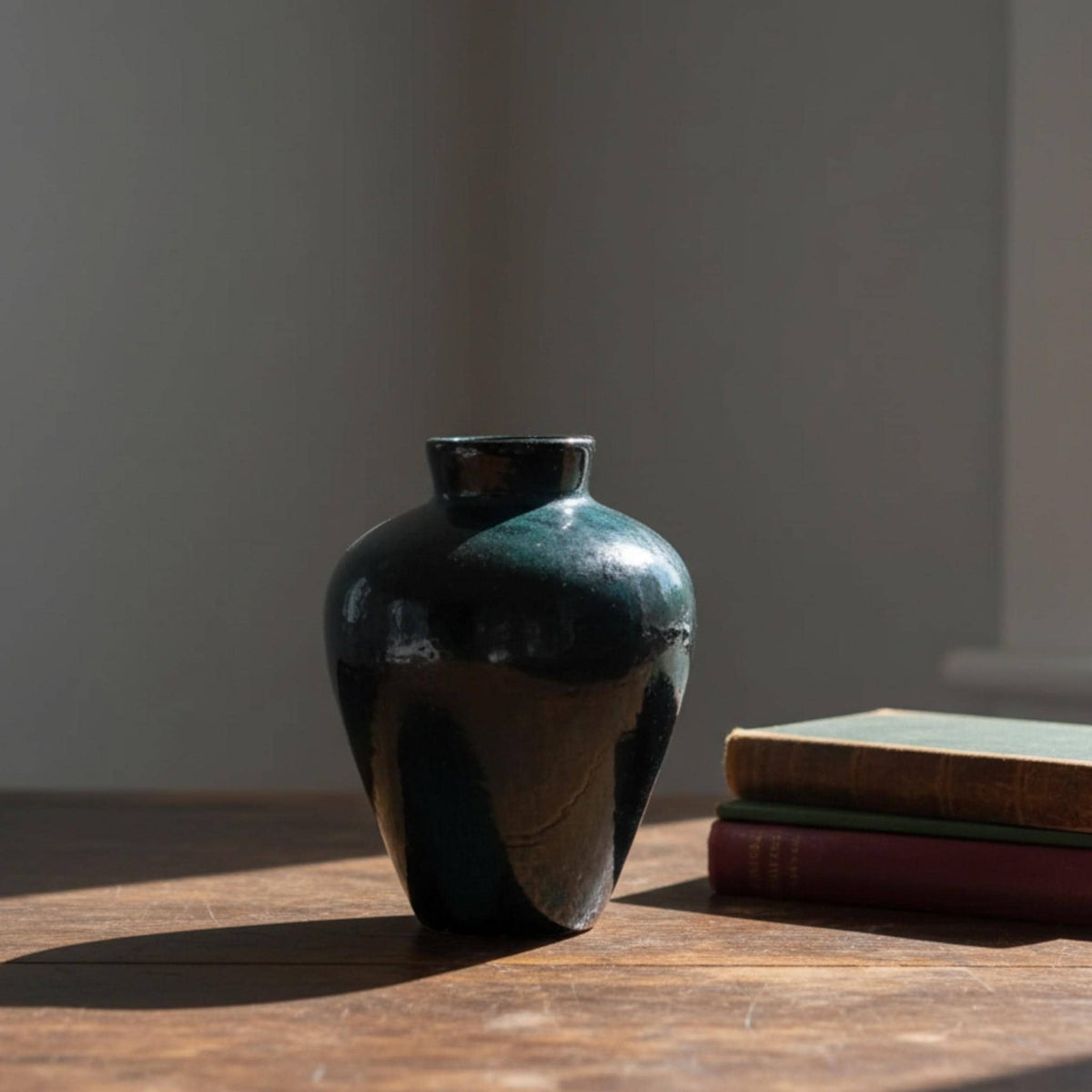 Antique Chinese Earthenware Vase Green Glazed Pottery 1920s Asian Decor Vessel Collectible Art Piece - The Relic Detail