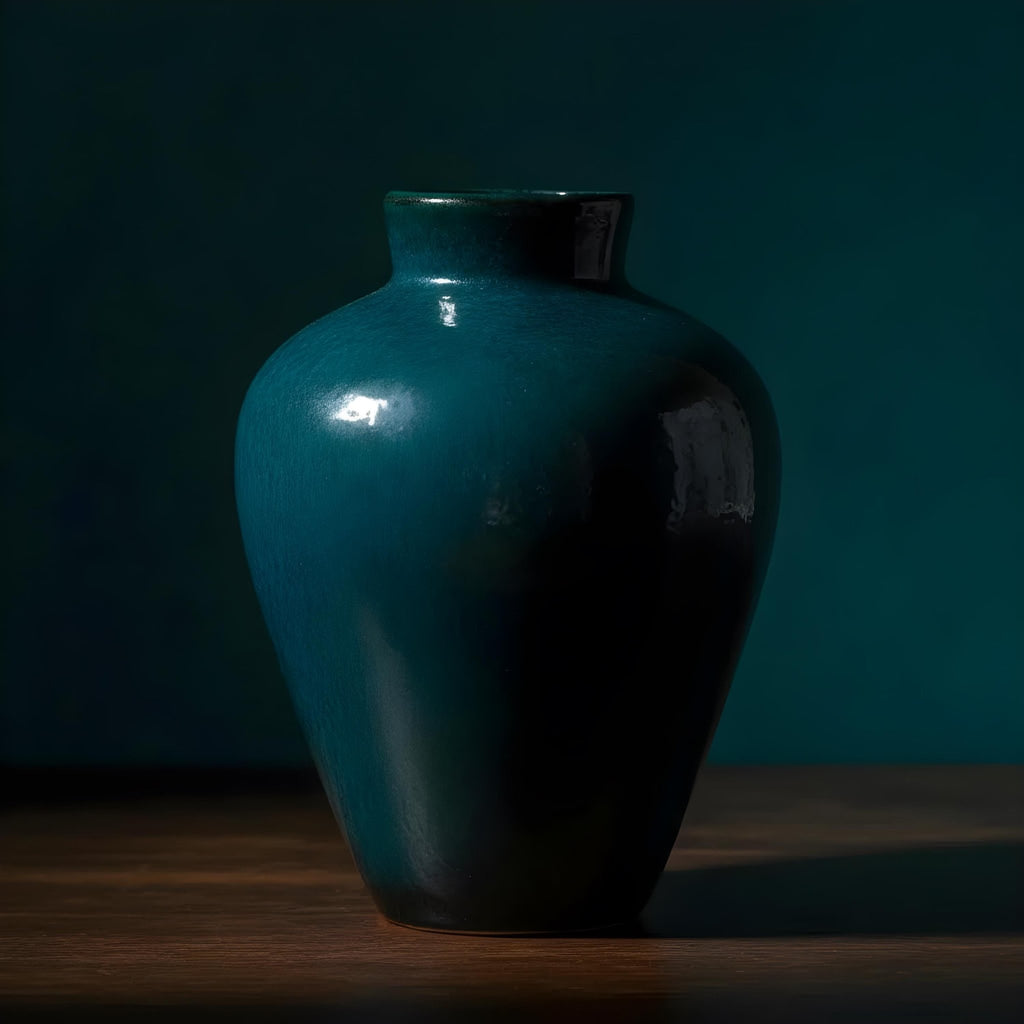 Antique Chinese Earthenware Vase Green Glazed Pottery 1920s Asian Decor Vessel Collectible Art Piece - The Relic Detail