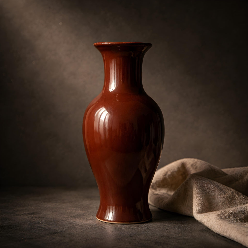 Antique Chinese Oxblood Porcelain Vase Sang de Boeuf Ceramic Fine Art Relic - The Relic Detail