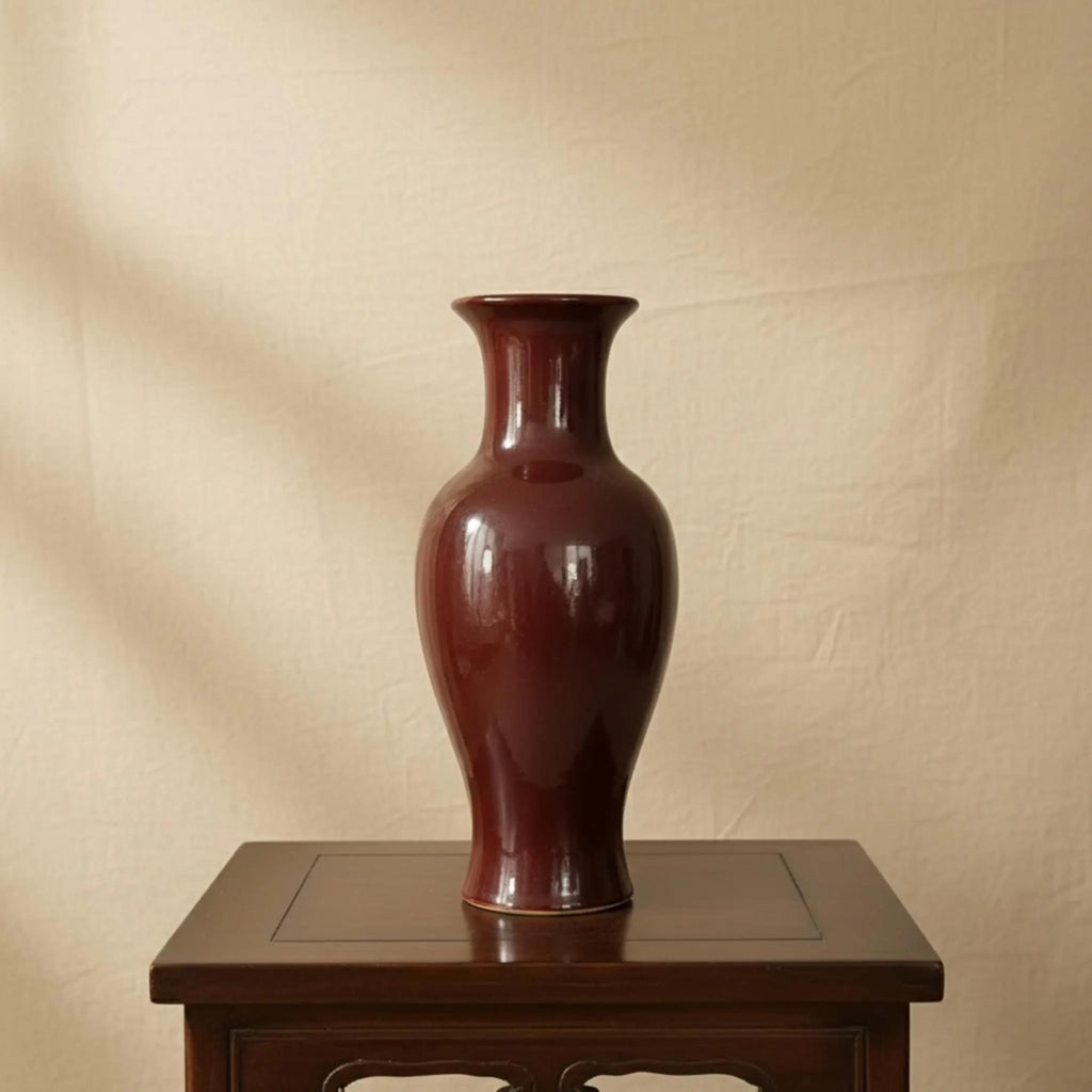 Antique Chinese Oxblood Porcelain Vase Sang de Boeuf Ceramic Fine Art Relic - The Relic Detail