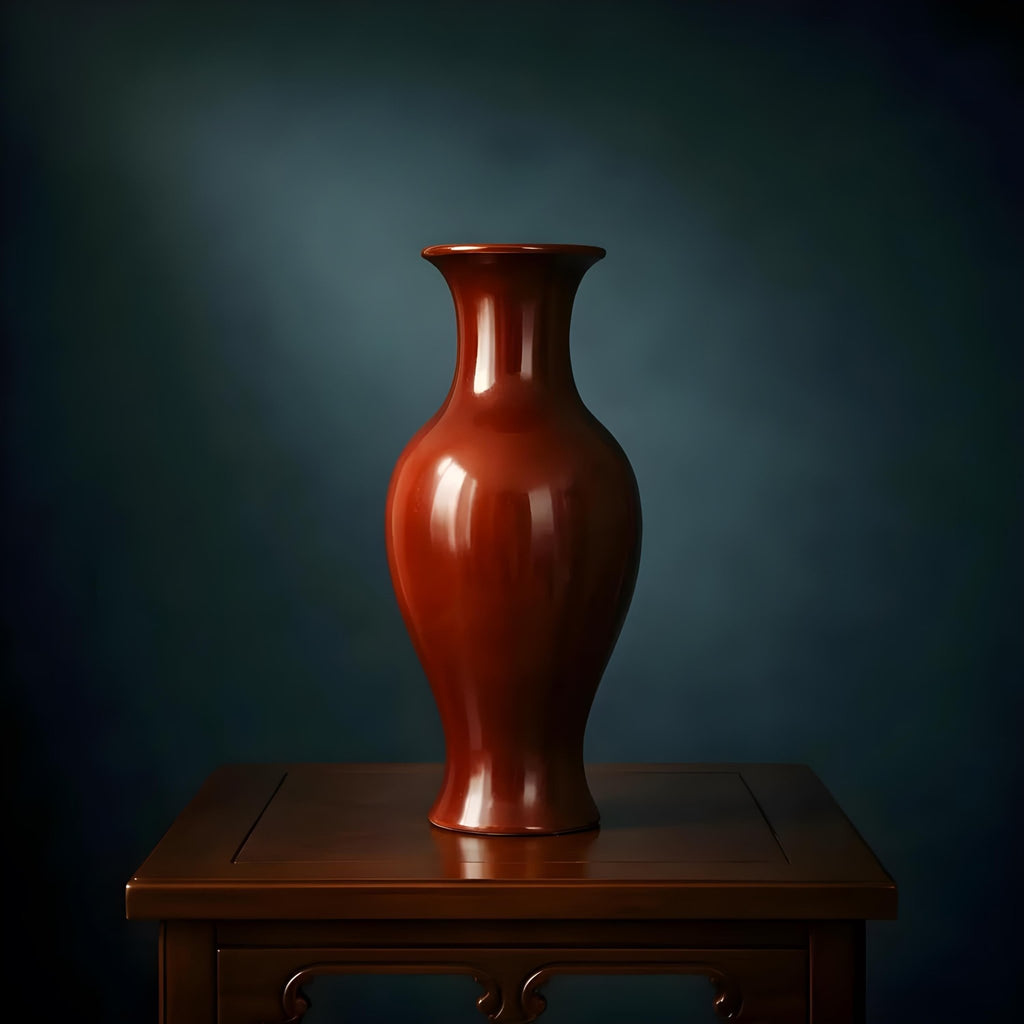 Antique Chinese Oxblood Porcelain Vase Sang de Boeuf Ceramic Fine Art Relic - The Relic Detail