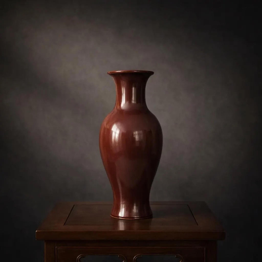 Antique Chinese Oxblood Porcelain Vase Sang de Boeuf Ceramic Fine Art Relic - The Relic Detail