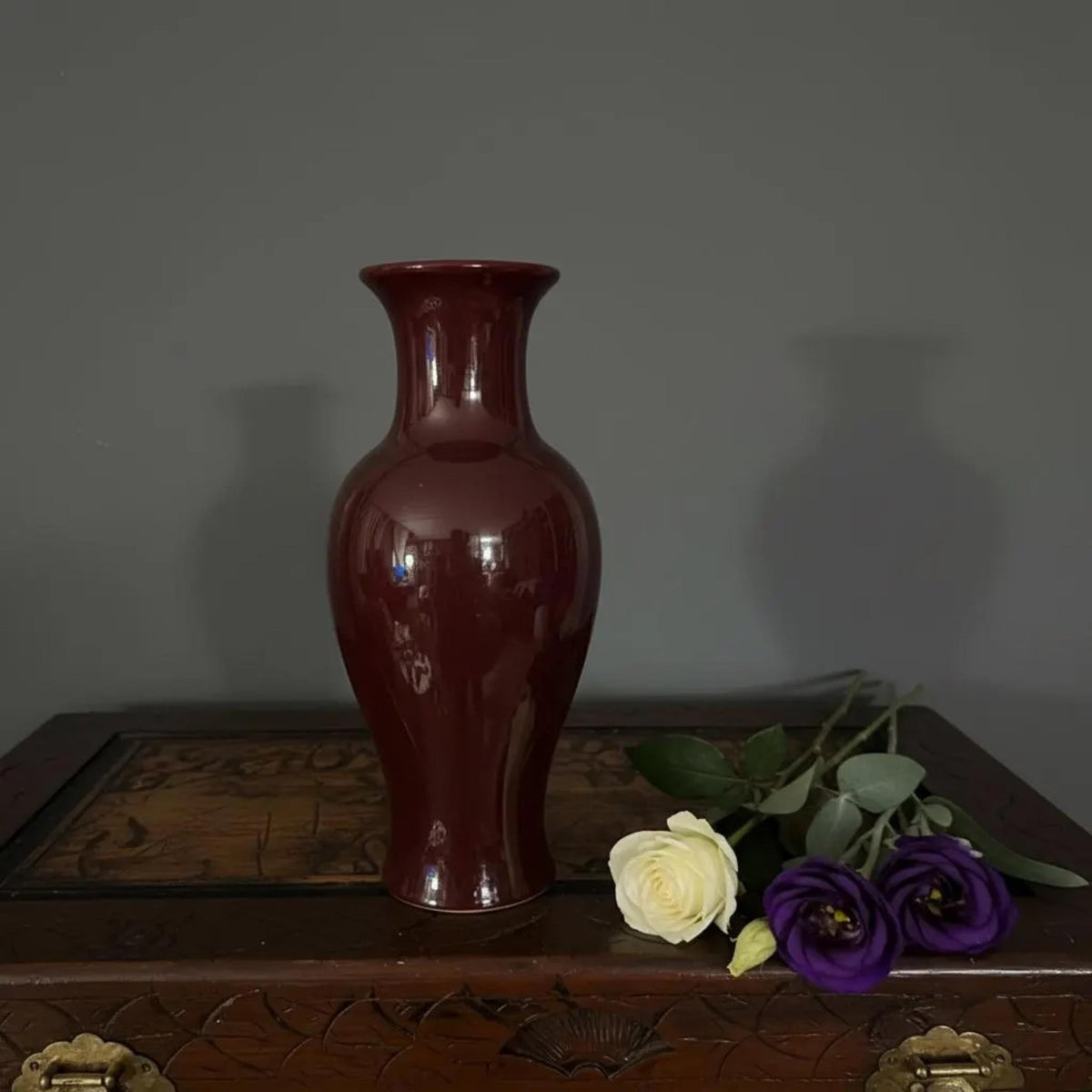 Antique Chinese Oxblood Porcelain Vase Sang de Boeuf Ceramic Fine Art Relic - The Relic Detail