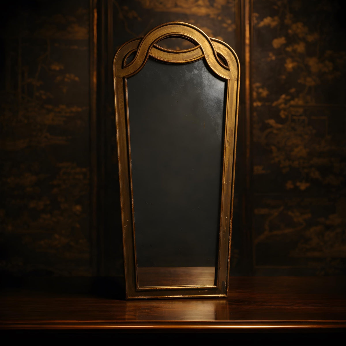 Antique English Giltwood Mirror: Art Nouveau Wall Decor Circa 1890-1910 - The Relic Detail