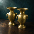 Antique Etched Japanese Brass Urn Vases - The Relic Detail