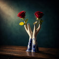 Antique Flow Blue Hand Vase • Victorian Porcelain Clenched Fist Urn • Dark Academia Decor - The Relic Detail