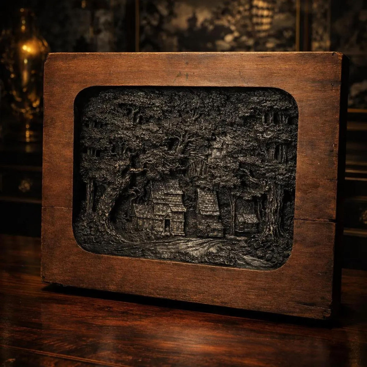 Antique French High Relief Carved Wood Plaque - The Relic Detail