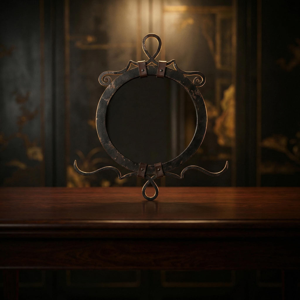 Antique French Wrought Iron Wall Mirror | Brass Accent Wall Decor - The Relic Detail