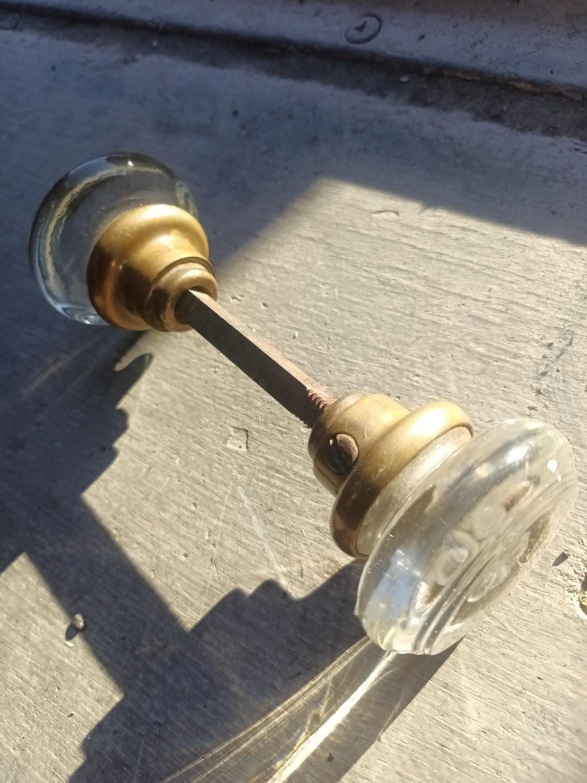 Antique Victorian Crystal Glass Doorknob Set - The Relic Detail