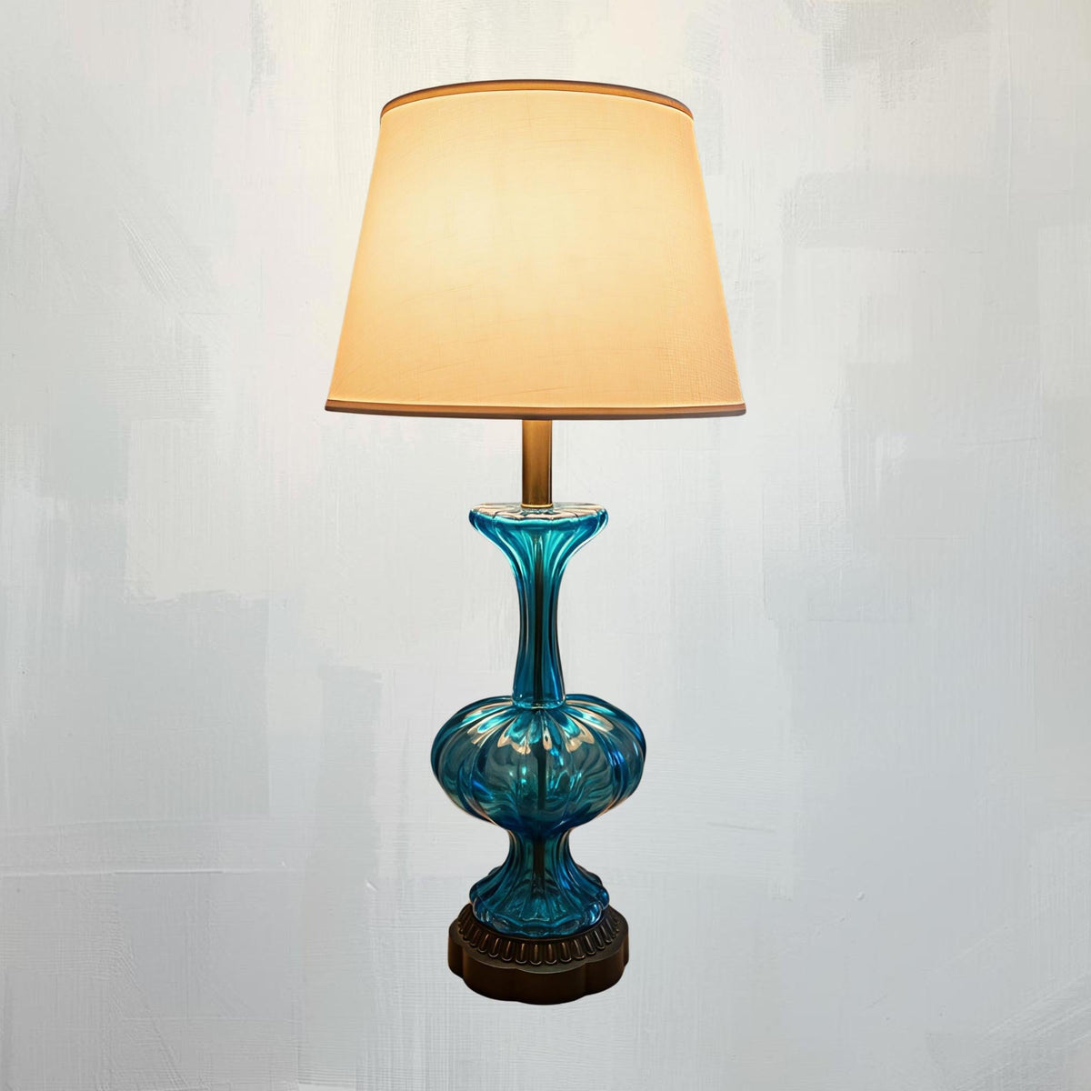 Aqua Blue Murano Table Lamp, Mid-Century Modern Art Glass Italian Lighting - The Relic Detail
