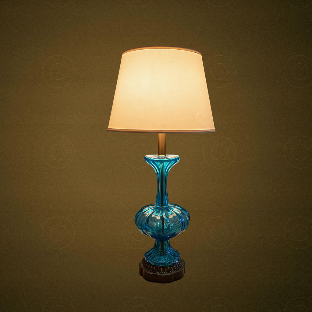 Aqua Blue Murano Table Lamp, Mid-Century Modern Art Glass Italian Lighting - The Relic Detail