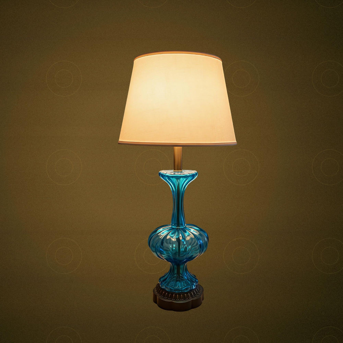 Aqua Blue Murano Table Lamp, Mid-Century Modern Art Glass Italian Lighting - The Relic Detail