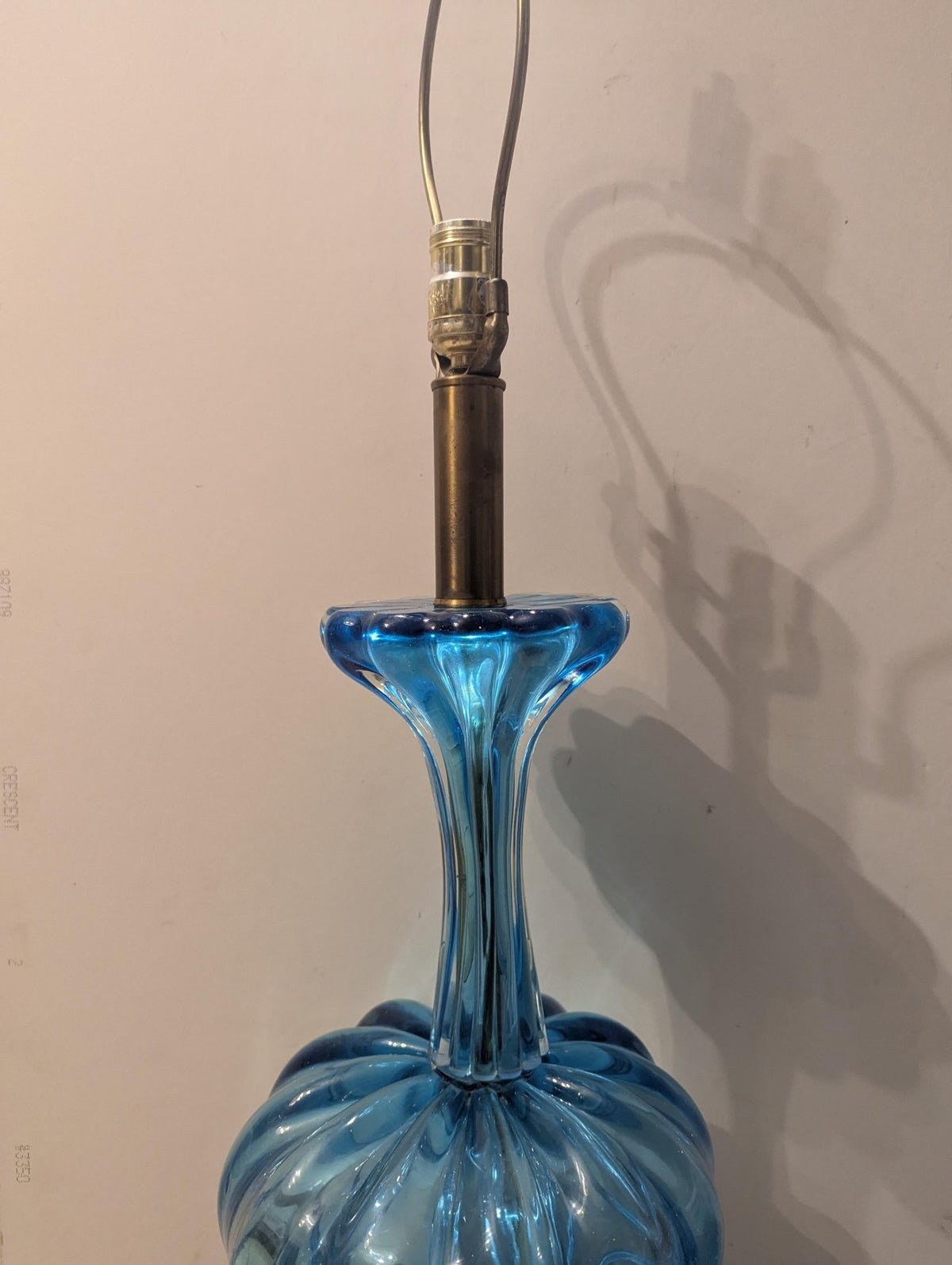 Aqua Blue Murano Table Lamp, Mid-Century Modern Art Glass Italian Lighting - The Relic Detail