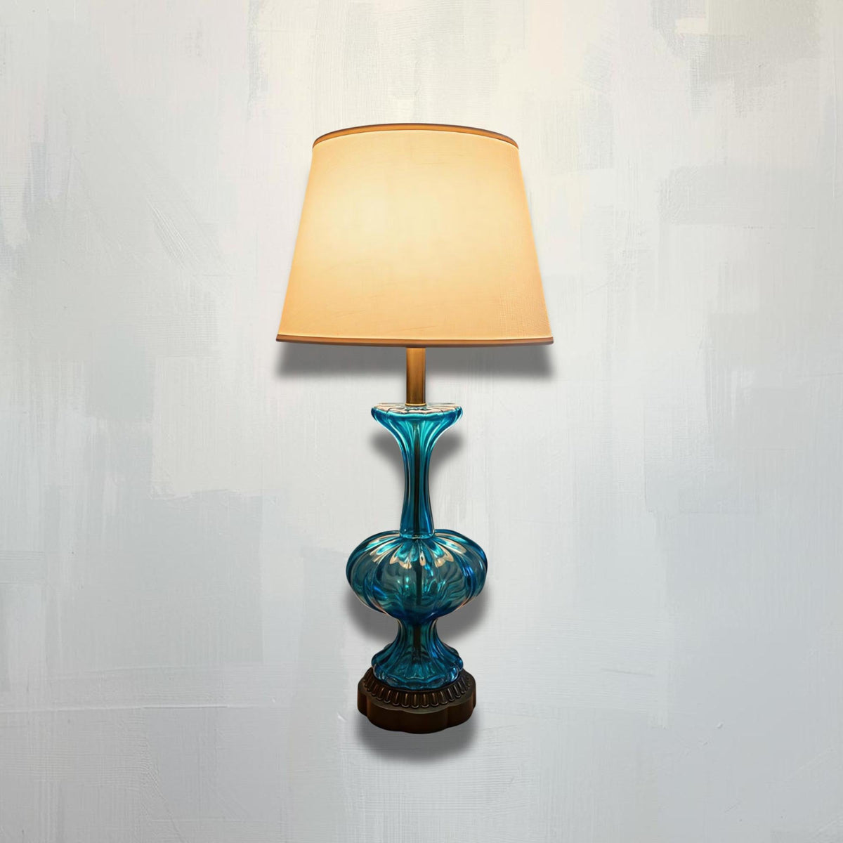 Aqua Blue Murano Table Lamp, Mid-Century Modern Art Glass Italian Lighting - The Relic Detail