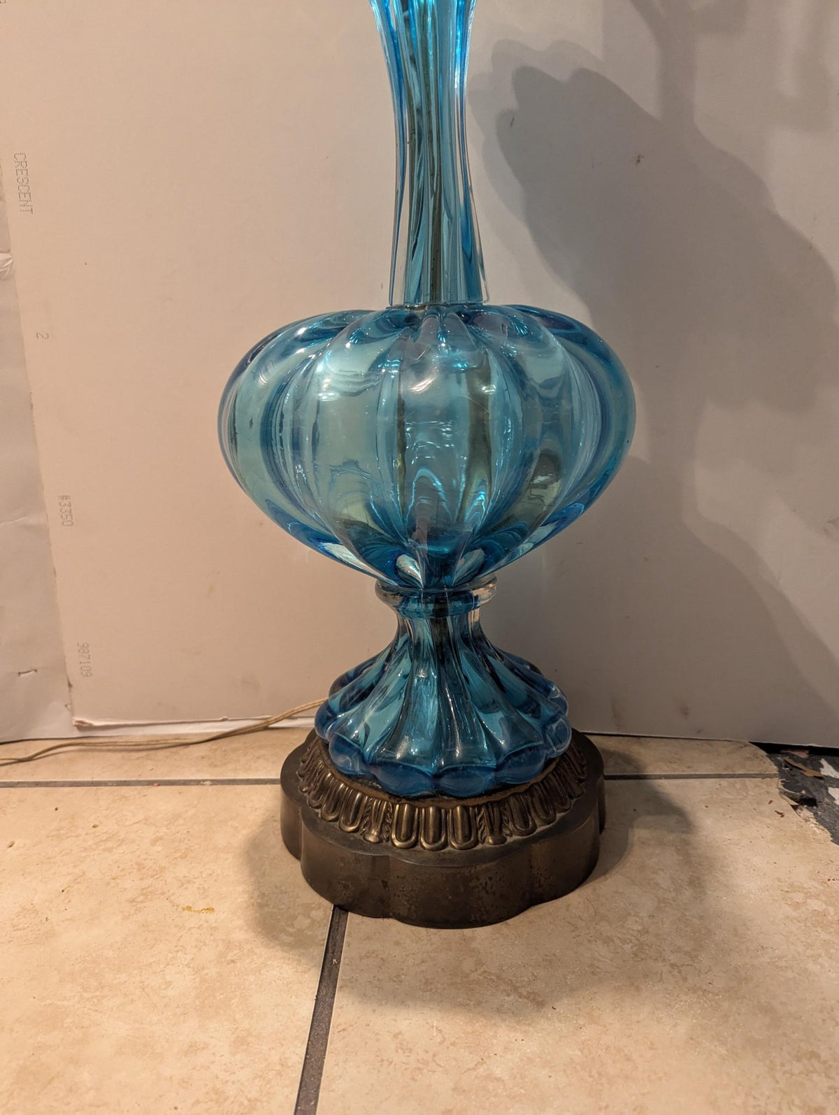 Aqua Blue Murano Table Lamp, Mid-Century Modern Art Glass Italian Lighting - The Relic Detail