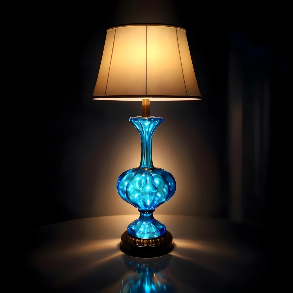 Aqua Blue Murano Table Lamp, Mid-Century Modern Art Glass Italian Lighting - The Relic Detail