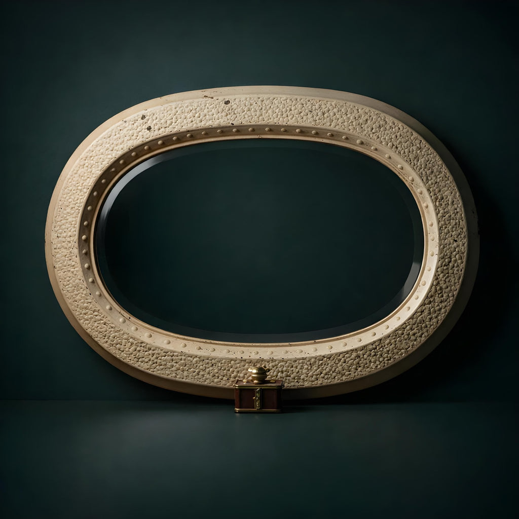 Art Deco Oval Mirror: French Iron Textured Frame (1925-1935) - The Relic Detail