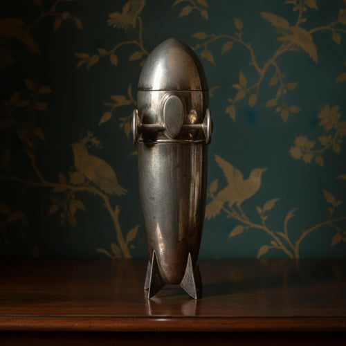 Art Deco Zeppelin Cocktail Shaker Streamline Chrome Barware, Machine Age Dirigible - The Relic Detail