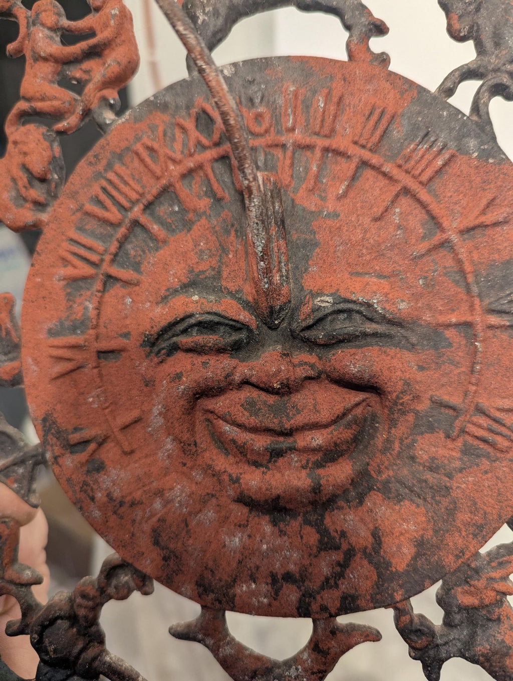 Astrology Sun Dial Wall Hanging - Rustic Iron with Zodiac Symbols - The Relic Detail