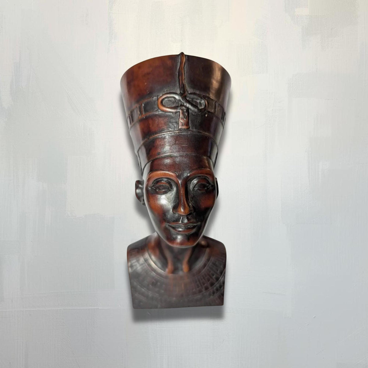 Black Stone Nefertiti Bust - Small Hand-Carved Egyptian Moody Museum Sculpture- Dark Academia Shelf Decor - The Relic Detail