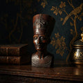 Black Stone Nefertiti Bust - Small Hand-Carved Egyptian Moody Museum Sculpture- Dark Academia Shelf Decor - The Relic Detail