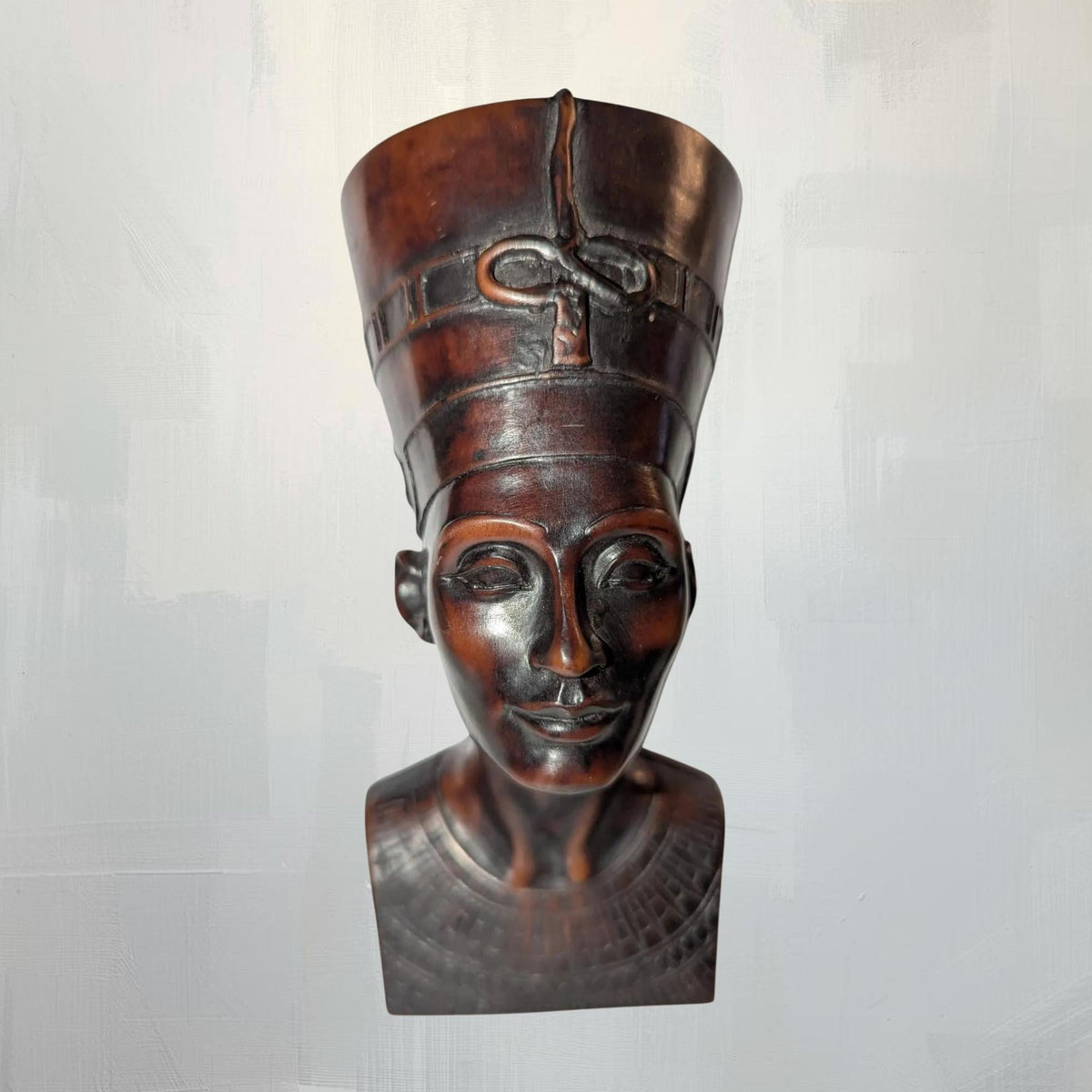 Black Stone Nefertiti Bust - Small Hand-Carved Egyptian Moody Museum Sculpture- Dark Academia Shelf Decor - The Relic Detail