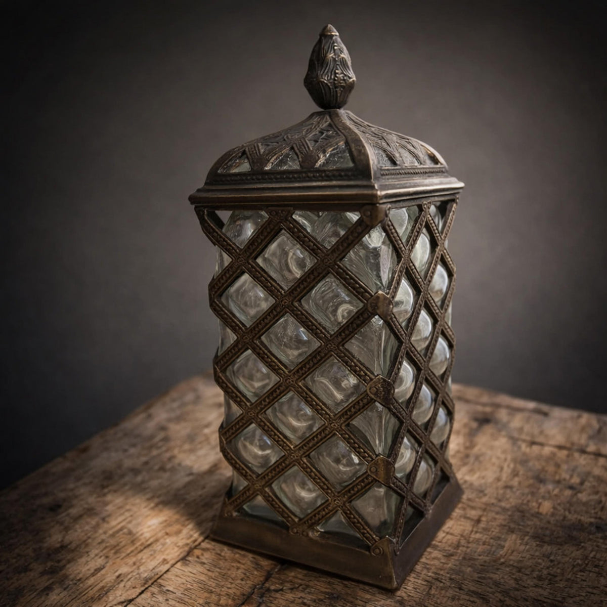 Caged Bubble Glass Apothecary Jar: Vintage Industrial Style Moody Museum Vessel - The Relic Detail