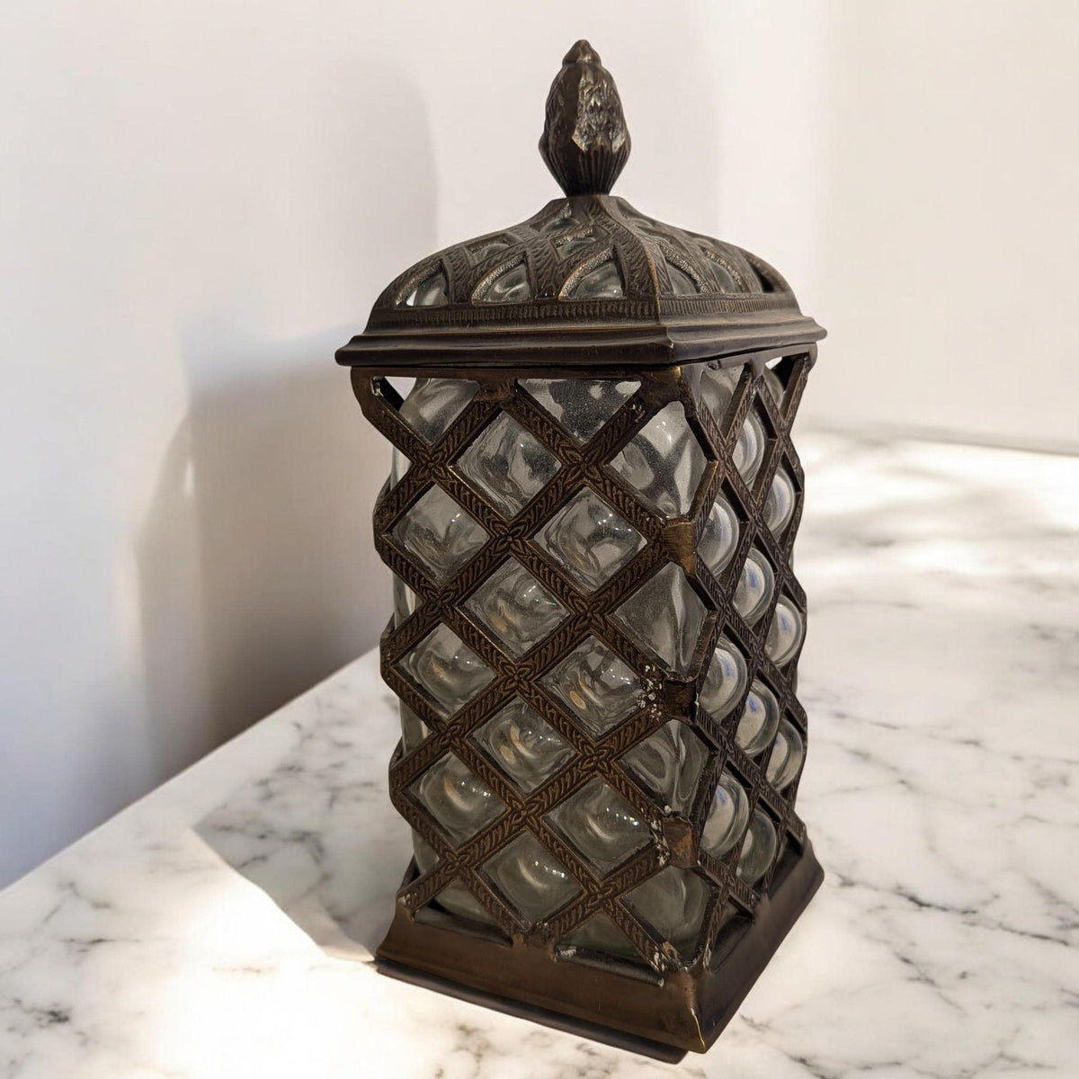 Caged Bubble Glass Apothecary Jar: Vintage Industrial Style Moody Museum Vessel - The Relic Detail