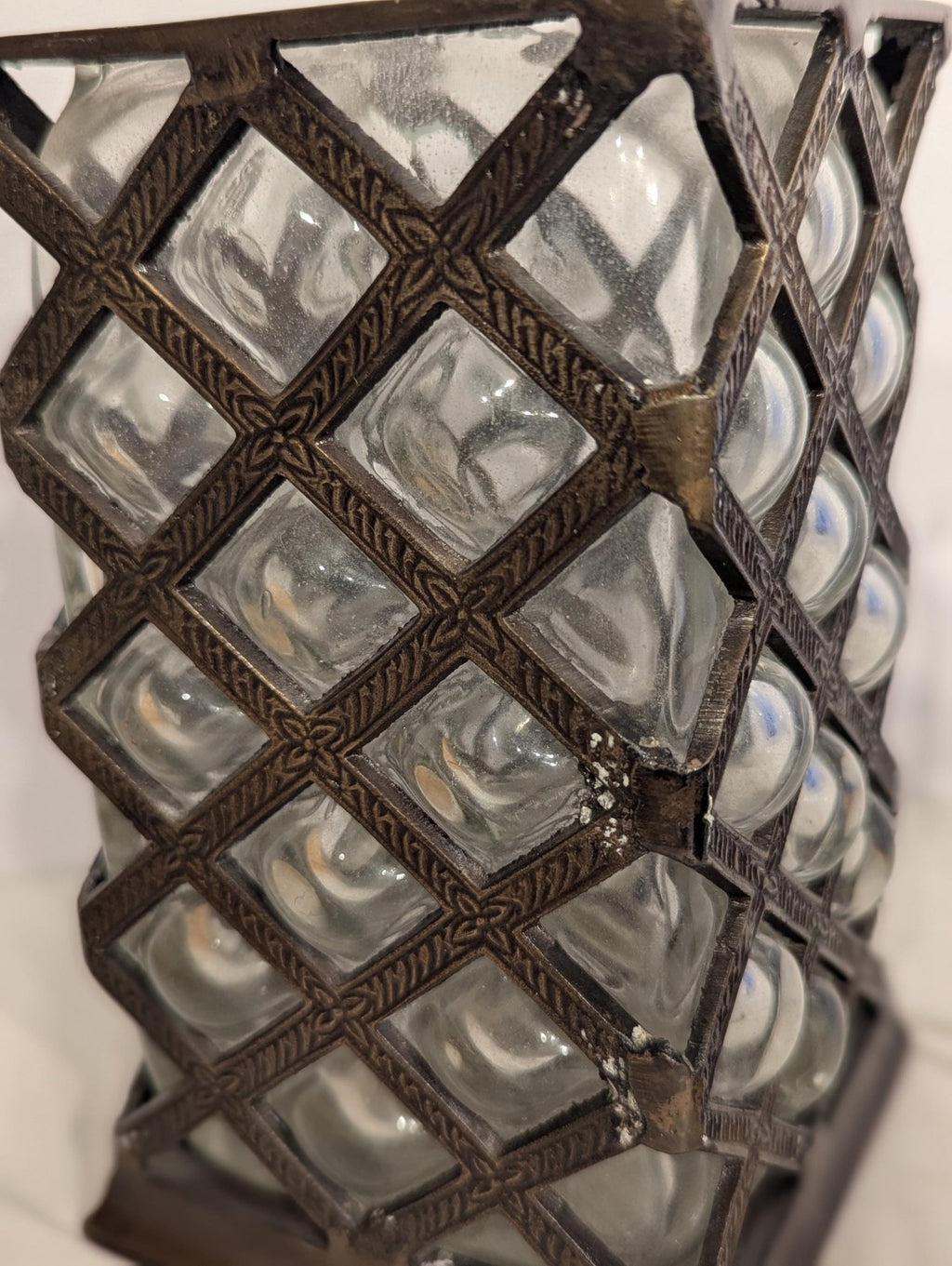 Caged Bubble Glass Apothecary Jar: Vintage Industrial Style Moody Museum Vessel - The Relic Detail