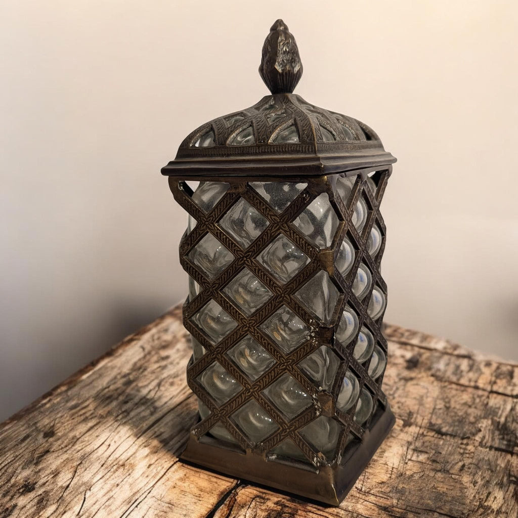 Caged Bubble Glass Apothecary Jar: Vintage Industrial Style Moody Museum Vessel - The Relic Detail
