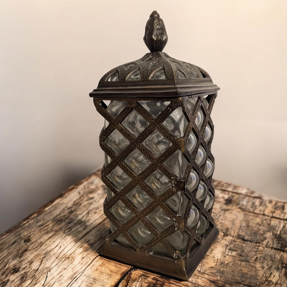 Caged Bubble Glass Apothecary Jar: Vintage Industrial Style Moody Museum Vessel - The Relic Detail