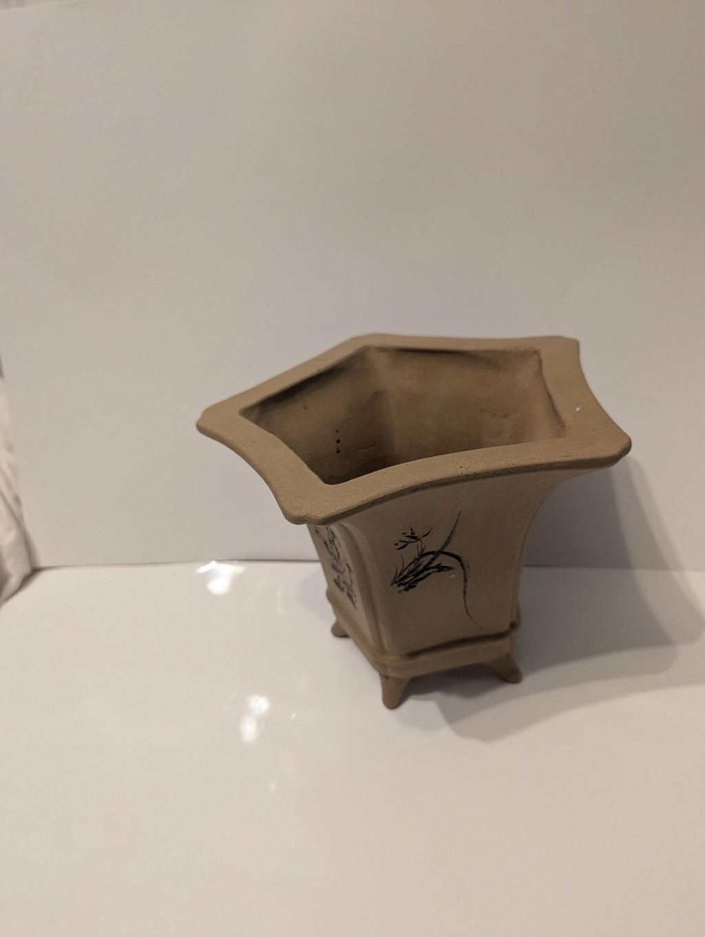Chinese Yixing Zisha Clay Flower Pot - Orchid Bamboo Bonsai Planter Ceramic Office Decor - The Relic Detail
