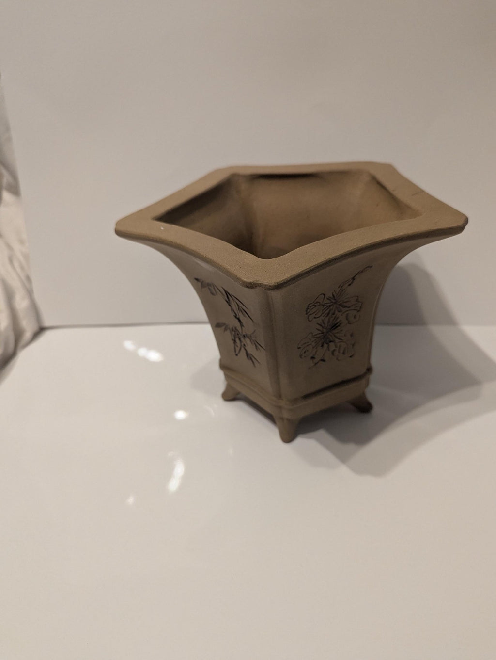 Chinese Yixing Zisha Clay Flower Pot - Orchid Bamboo Bonsai Planter Ceramic Office Decor - The Relic Detail